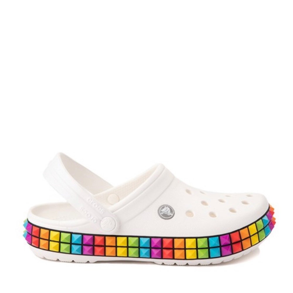 Unisex Crocs 3D Shape Clog White, Rainbow M5, W7